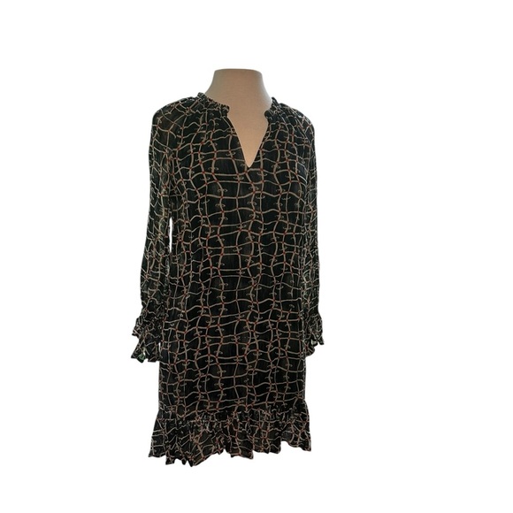 VELVET By Graham & Spencer Zurich Print Dress Long Sleeve Shift Black Size XS - Picture 13 of 13